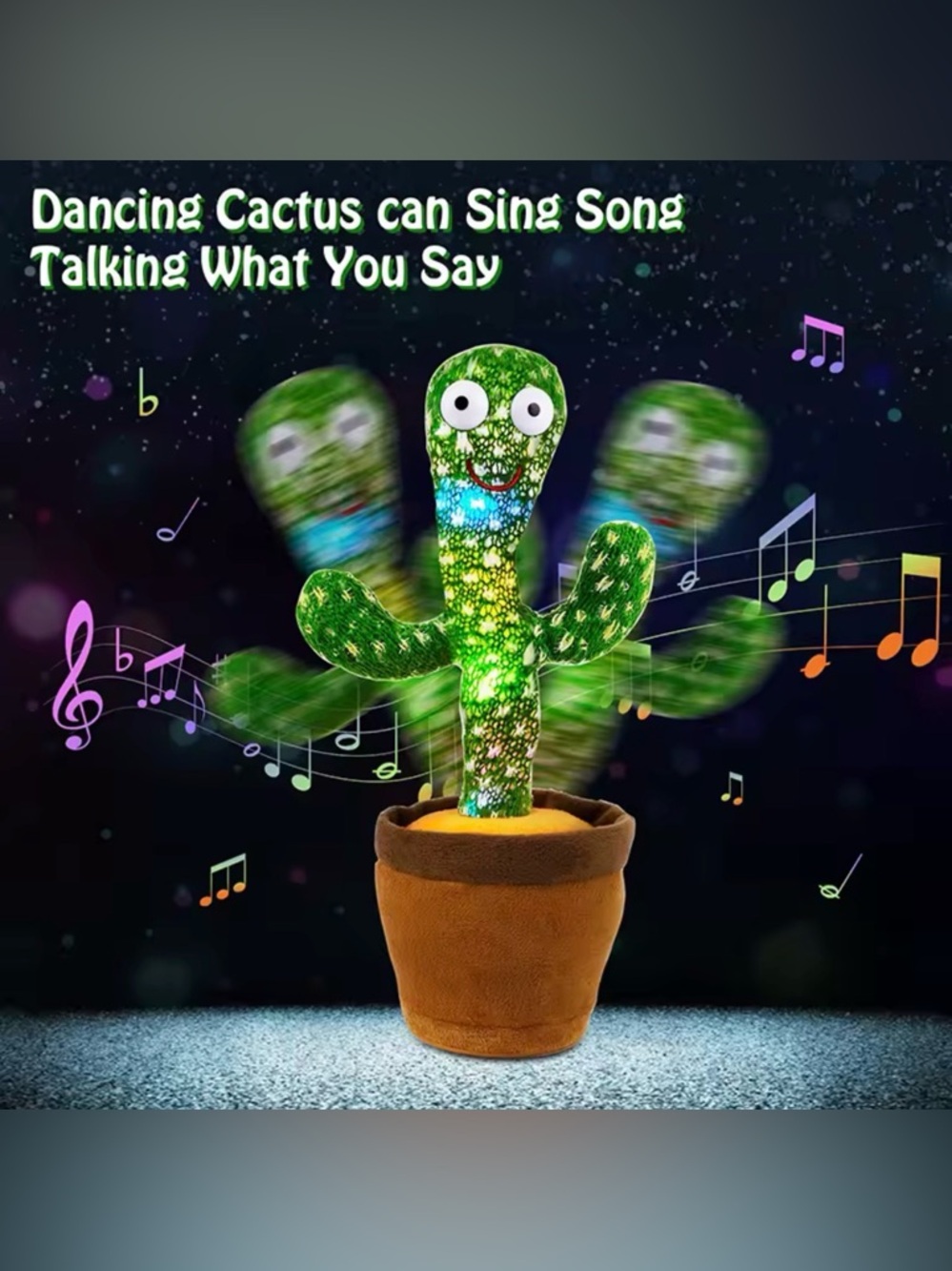 Plush Dancing Light-Up Talking Cactus - Green